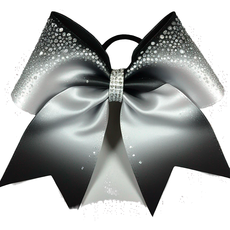 A black and gray ombre cheer bow with lots of rhinestones emoji