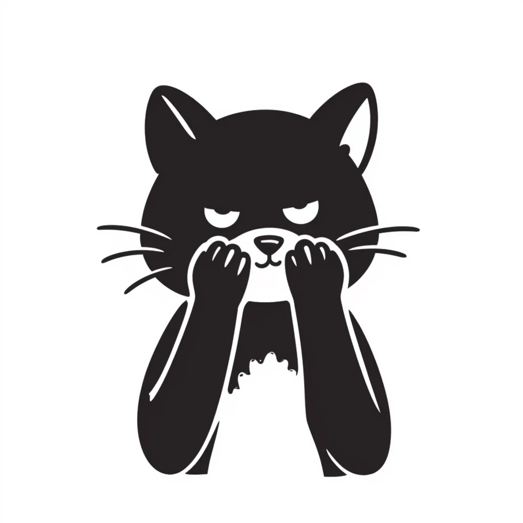 cat covering its face with its paws emoji