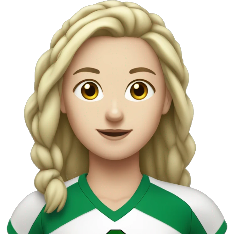 white girl volleyball player with green jersey  emoji