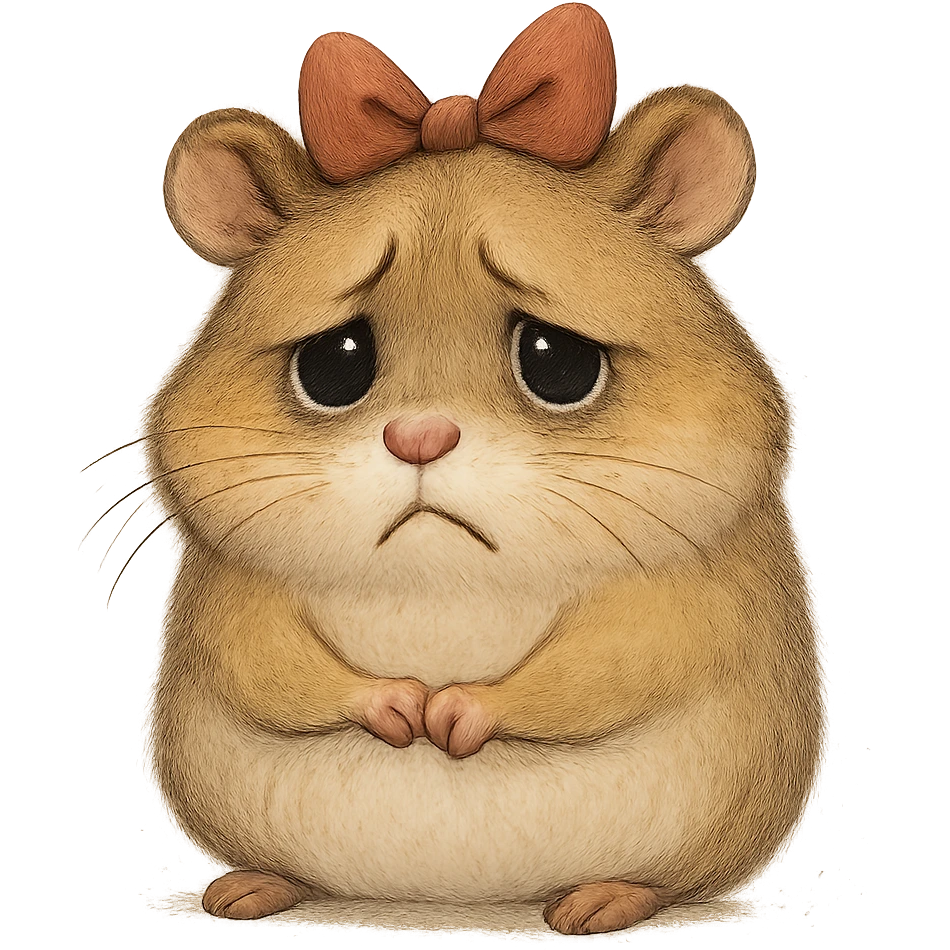 sad hamster with a bow emoji