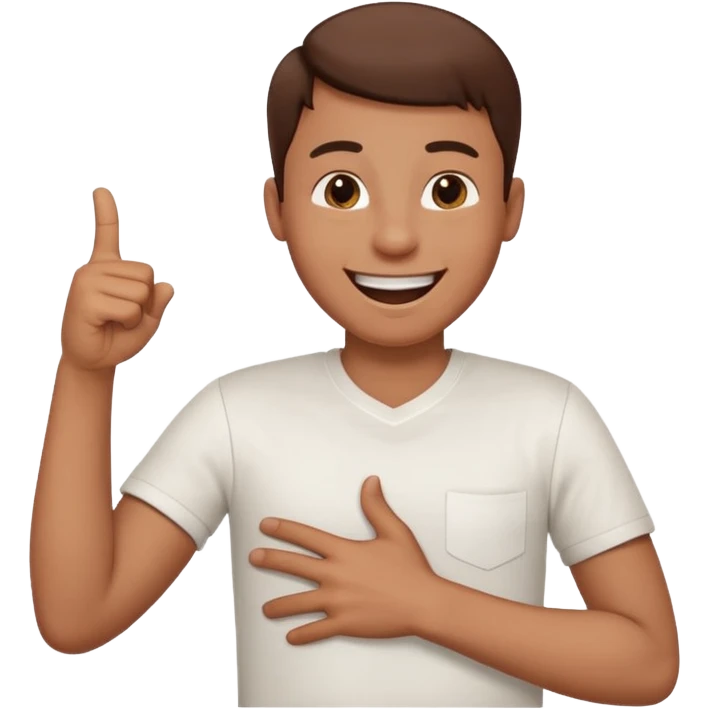 A person laughing with one hand pointing straight and one hand on his stomach emoji