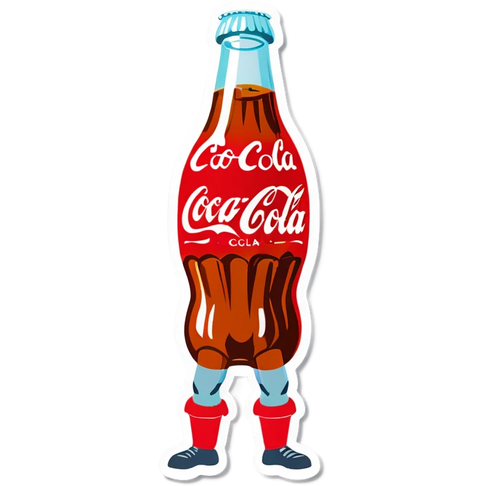 Coco cola with legs and arms with 2 eye balls emoji