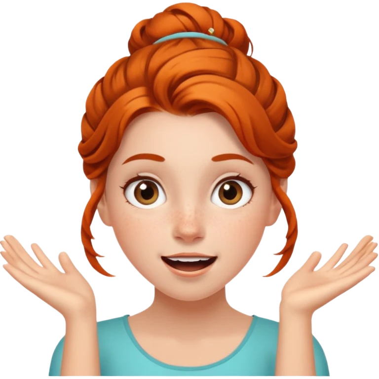 Excited girl with fair up-do can’t wait for something to happen emoji