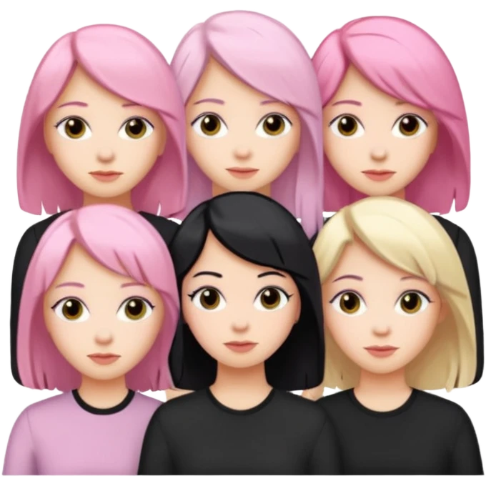 Girlfriend emoji - 5 white girlfriends, 1 with pale pink hair, 2 with black hair, 1 with medium blonde hair  emoji