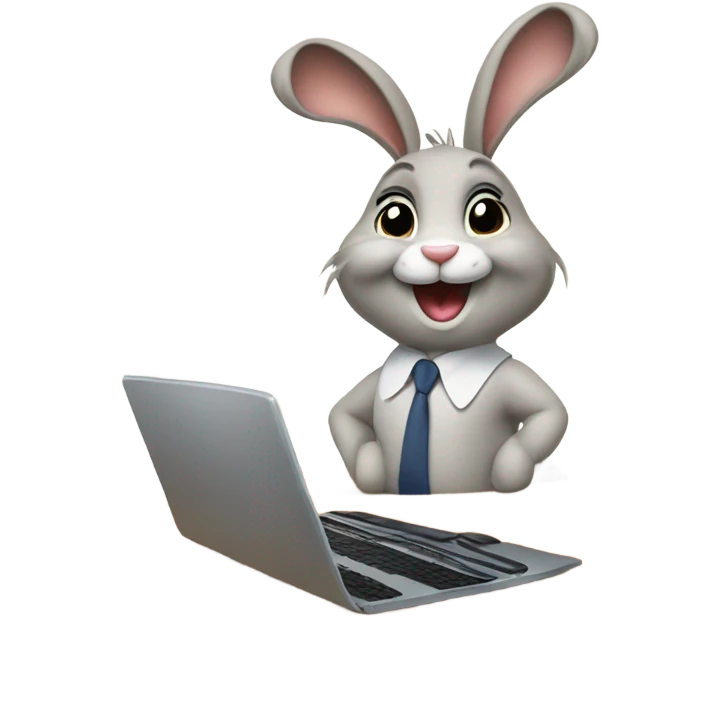 Happy Rabbit , black women dress , going to work , laptop  emoji