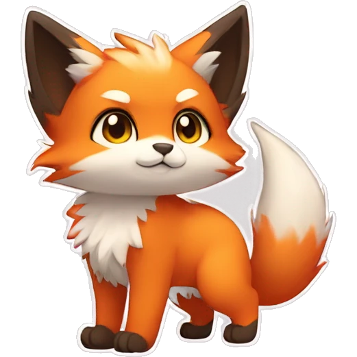 a colorful furry fur-sona kemono-style-chibi-style cat-fox-Fakémon-hybrid full body emoji