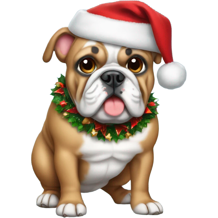 Bulldog with Christmas outfit emoji