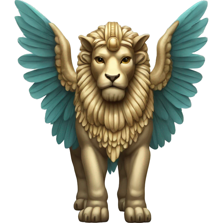 Lamassu, head of a bearded human, body of a bull, feathered wings that extend from its back emoji