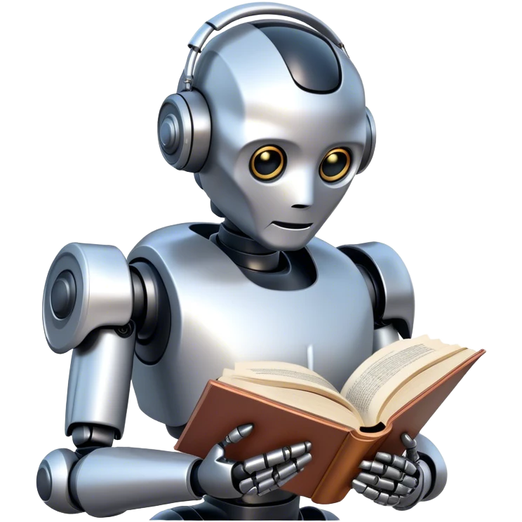 Ai  robot reading a big book emoji