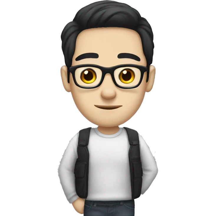 Guy with black hair and glasses pale skin emoji