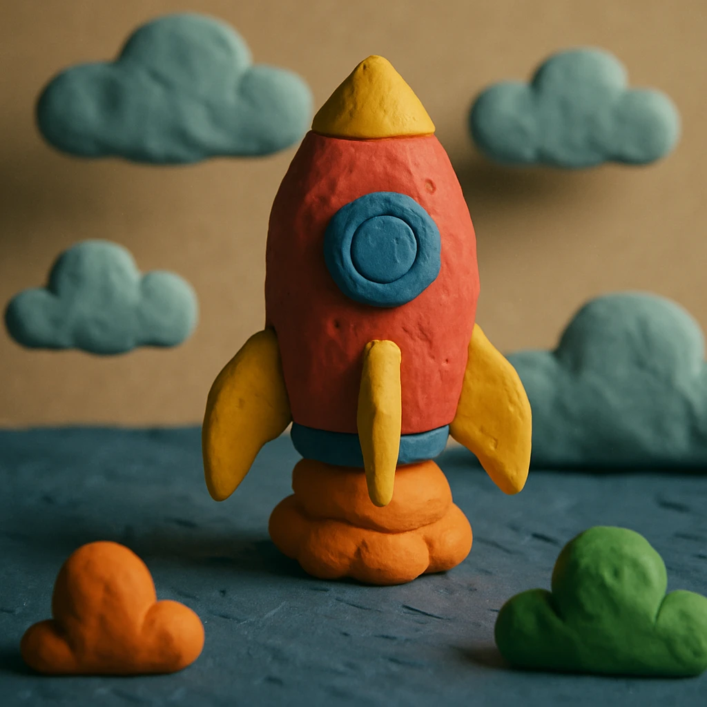 a rocket, claymation style emoji
