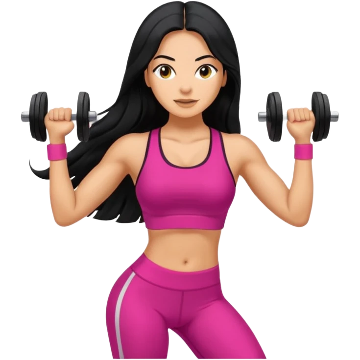 Spanish woman with long black hair doing fitness emoji