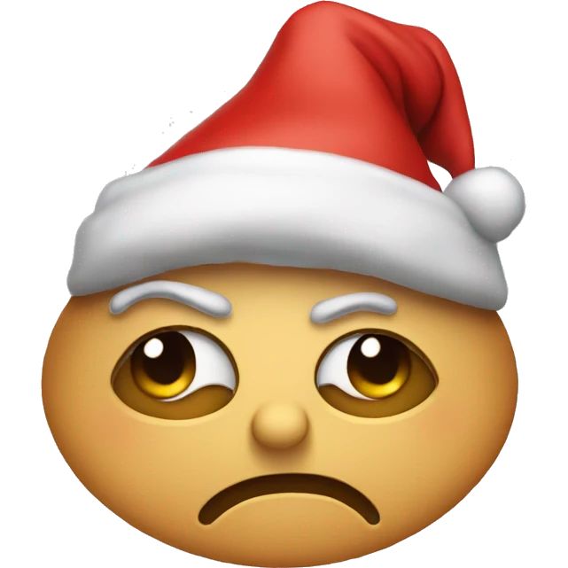 Sad emoji in Christmas hat emoji
