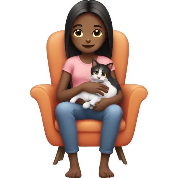 girl takes cat her lap emoji