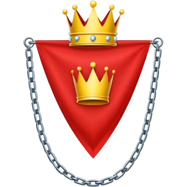 red flag with a crown over  with a yellow square chains inside emoji