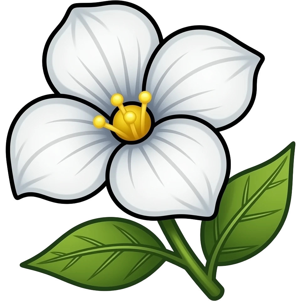 cartoon flower jasmine with bold black stoke emoji