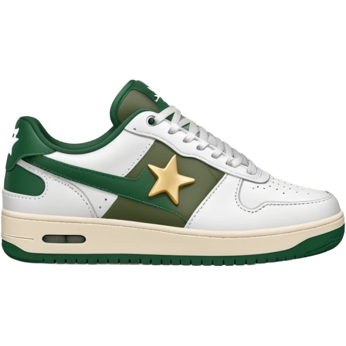 Сделай кроссовки BAPE STA белые с темно-зелеными  emoji