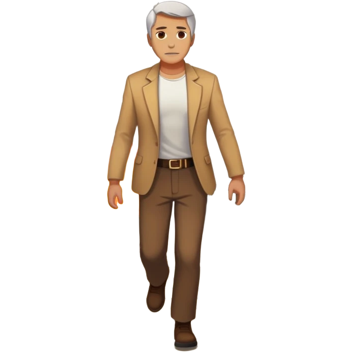 A man stands at the edge of a burning bridge, chest glowing with fiery purpose, his old self fading to ash as he strides forward into a bright, unknown future — no turning back. emoji