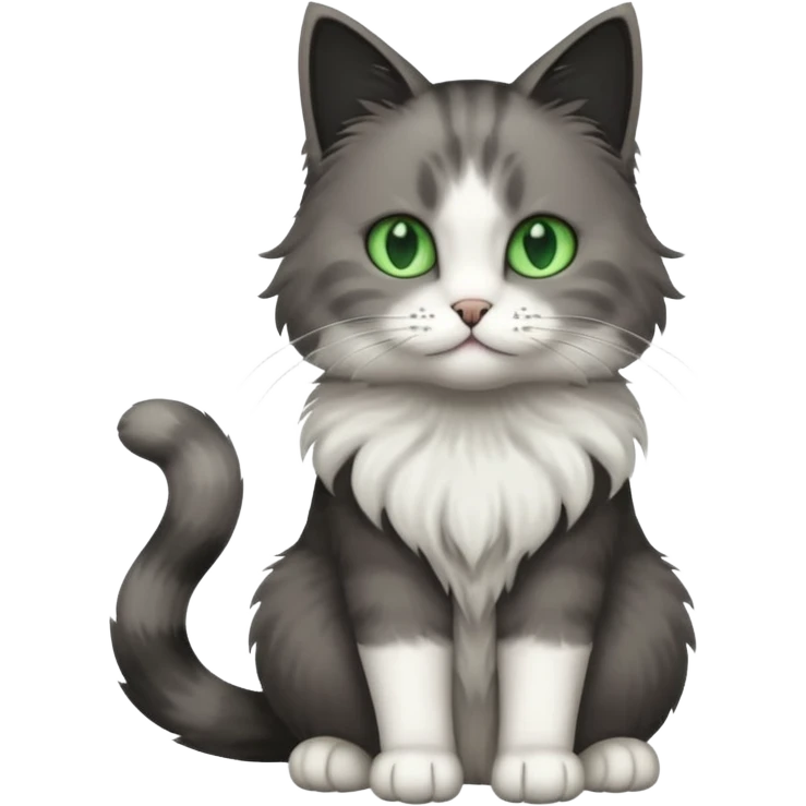 full body half dark grey and half white cat emoji