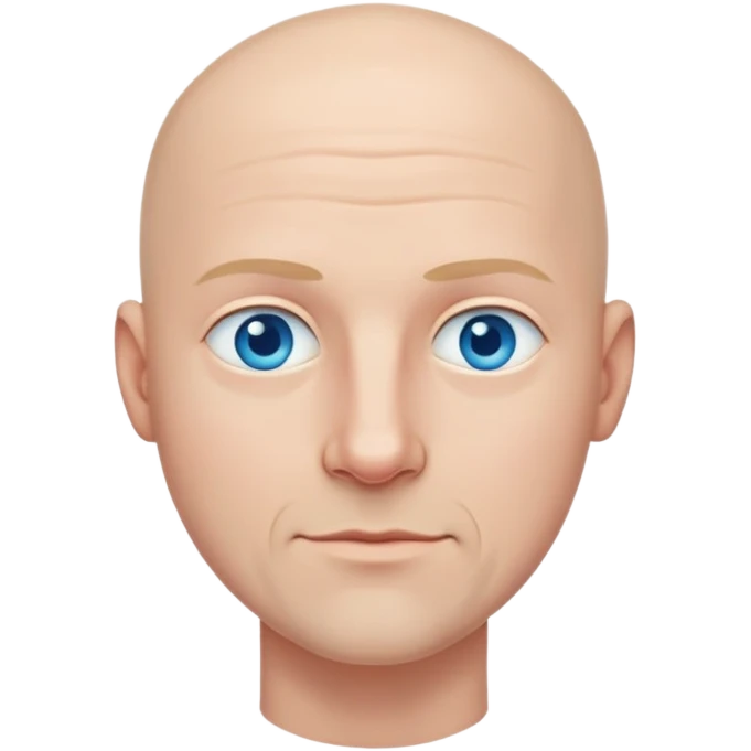 bald man, face and neck, blue eyes, kind face emoji