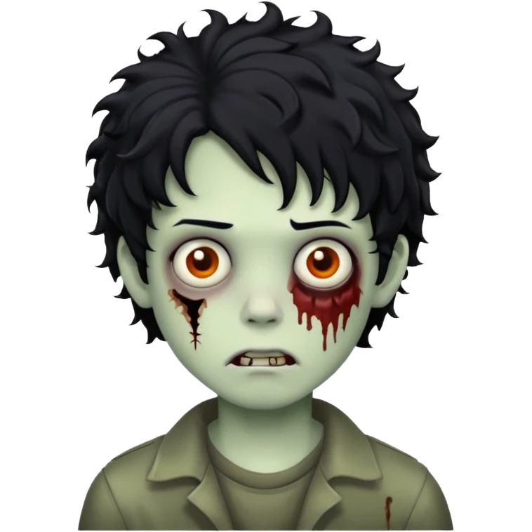 boy zombie with black hair curly emo emoji