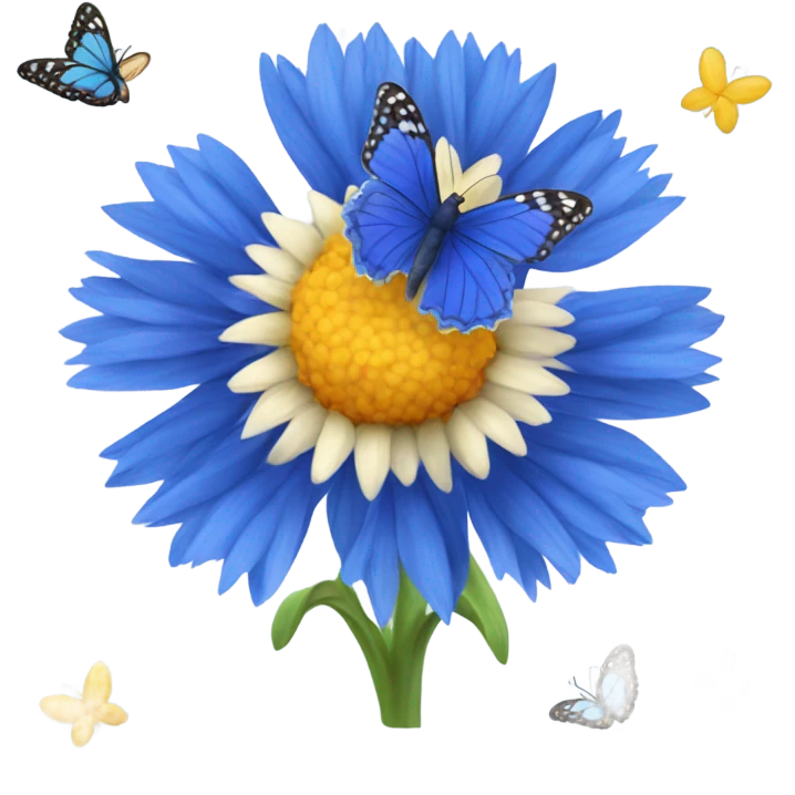 Cornflower with butterflies  emoji