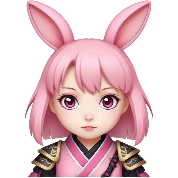 cute pink bunny samurai anime waifu emoji