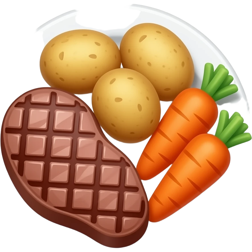Steak Potatoes Carrots on a plate emoji