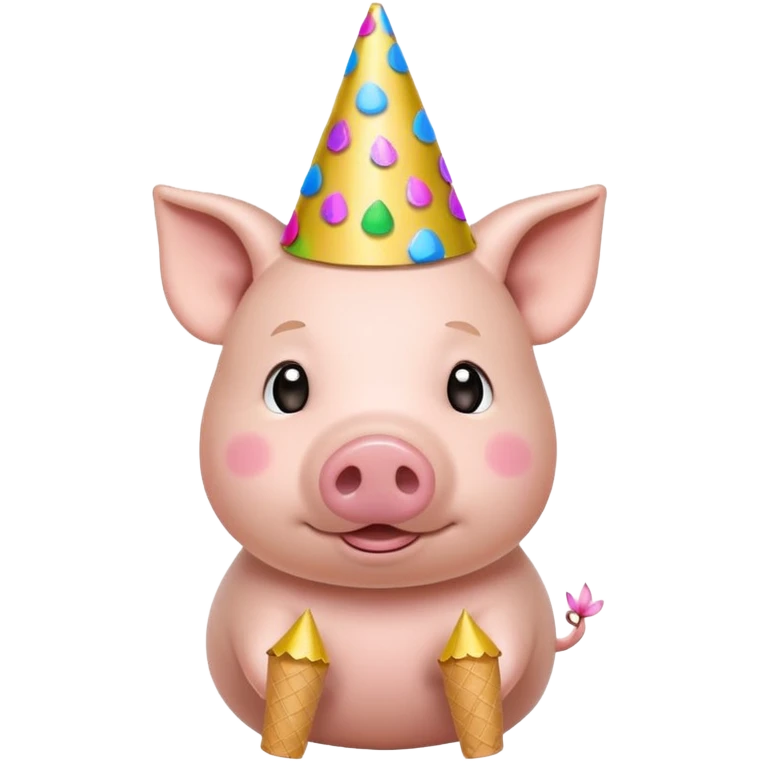 Party Pig – small pig with cone party hat and confetti emoji