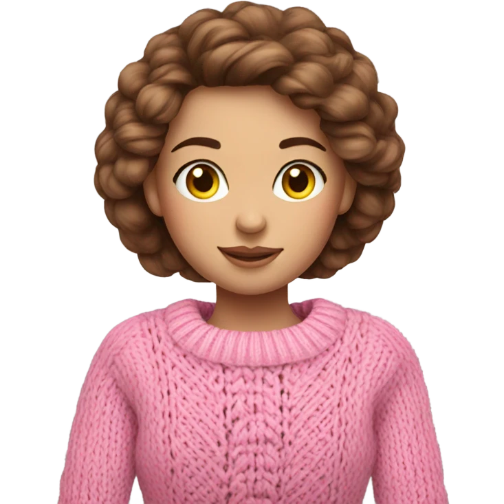 beautiful finnish brown hair woman knitting pink sweater  emoji