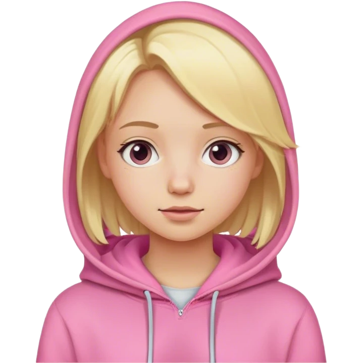 A blond Girl with a pink hoddie and a Pink Loop emoji