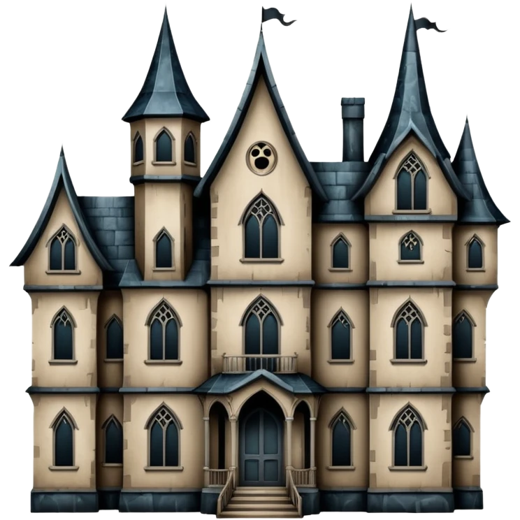 Realistic Huge ornate gothic Cardboard 6 story tall haunted house  emoji