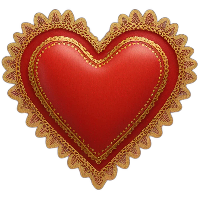 Red leather heart with gold lace border emoji