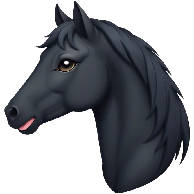 Cinematic Cute Yawning Black Horse Portrait Emoji, Head tilted slightly with a dramatic, wide-open yawn, revealing a soft, sleek black fur with a subtle shimmer, floppy ears slightly drooping, round dark eyes barely open in drowsy contentment, Simplified yet irresistibly adorable features, highly detailed, glowing with a soft, cozy glow, high shine, relaxed yet expressive, stylized with a touch of whimsy, bright and endearing, soft glowing outline, capturing the essence of a sleepy yet affectionate horse, so drowsy it feels like it could stretch out of the screen and curl up for a nap! emoji
