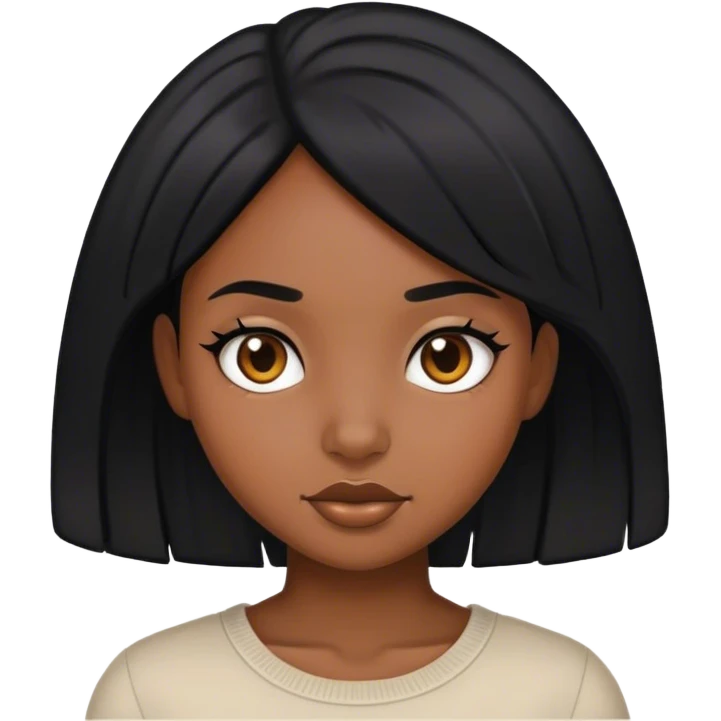 Black girl with black hair emoji