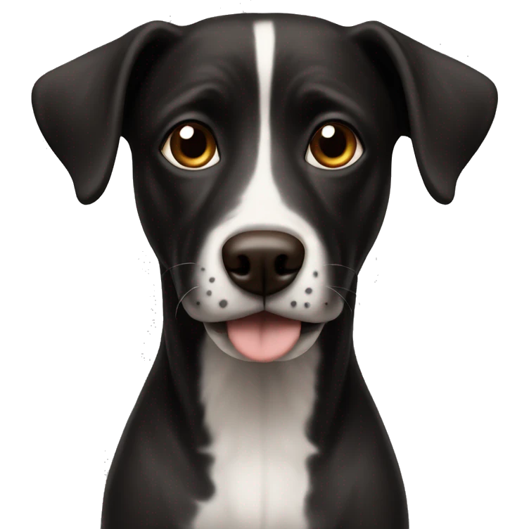 realistic dog with brown eyes black face emoji
