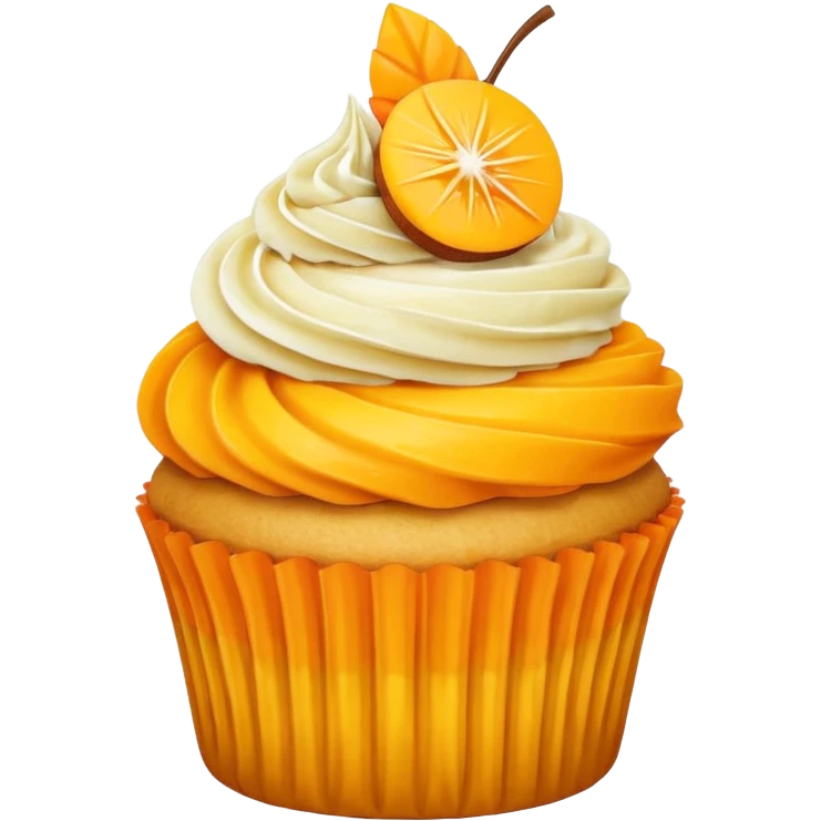 Mango cupcake with mango slice on top emoji
