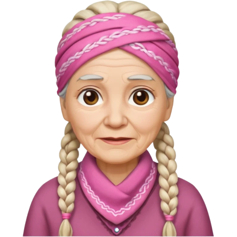 old woman with braids and a pink bandana emoji