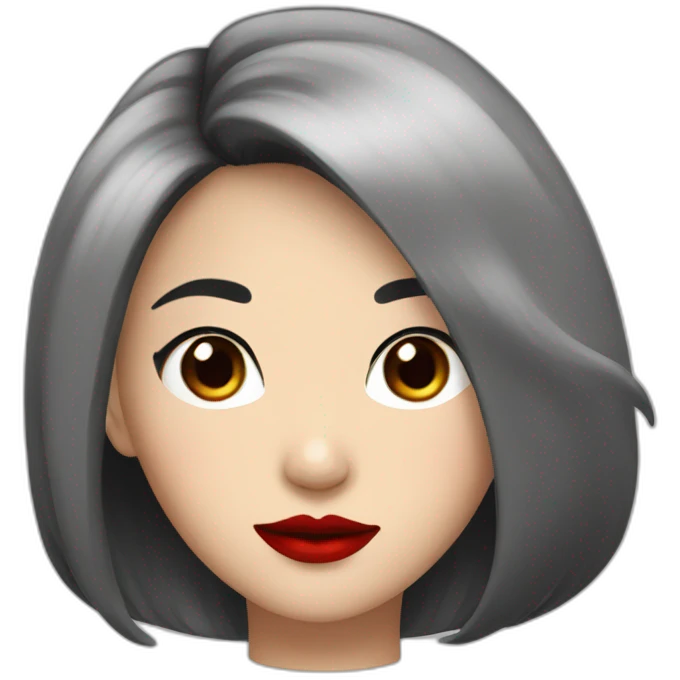 Asian girl with black hair with red lips emoji