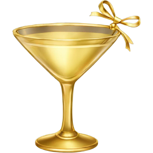 gold rimmed martini glass with tiny gold bows emoji
