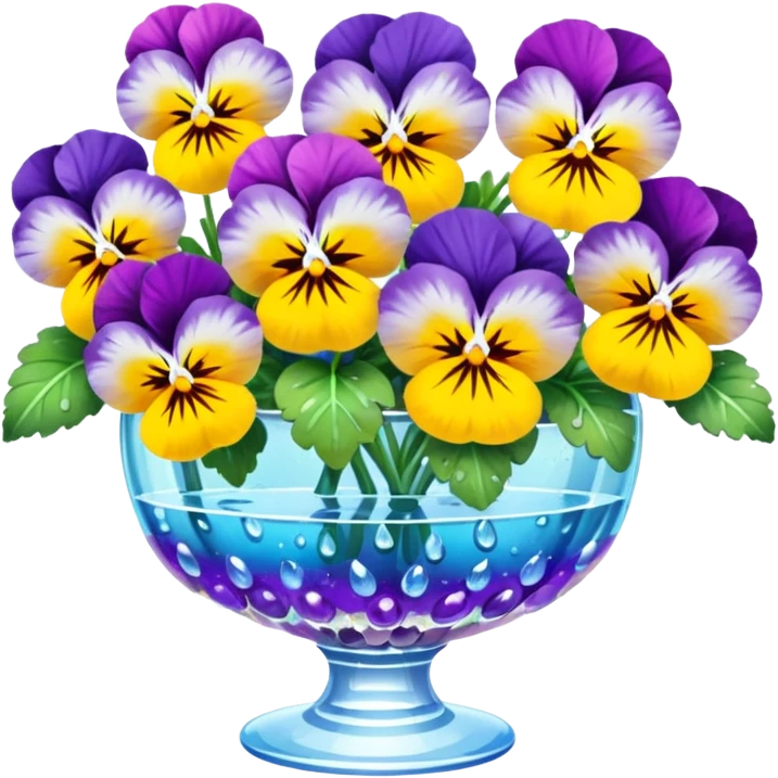 pansies in a crystal vase emoji