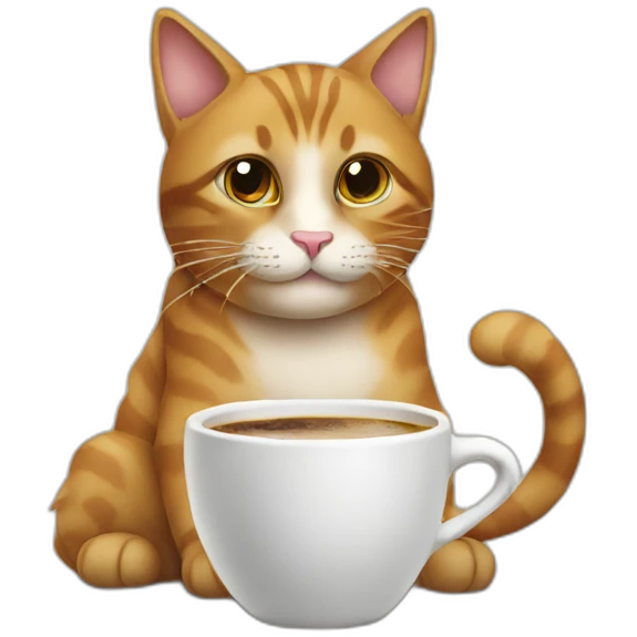 cat drinking coffee emoji