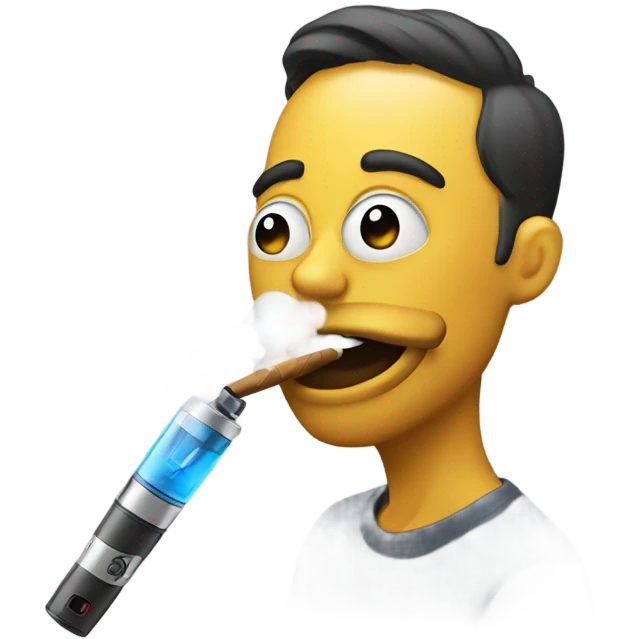 regular emoji hitting a vape  emoji