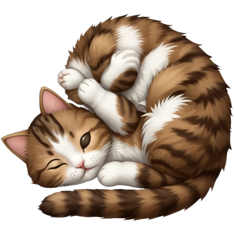 dark brown tabby and white kitten upside down sleeping emoji