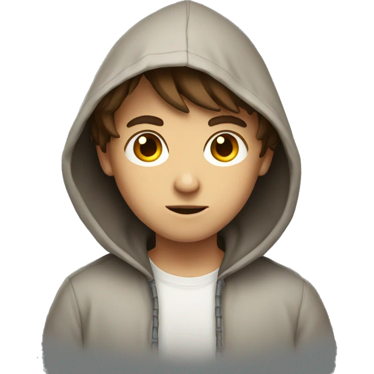 Brown hair boy in hooded gaze emoji