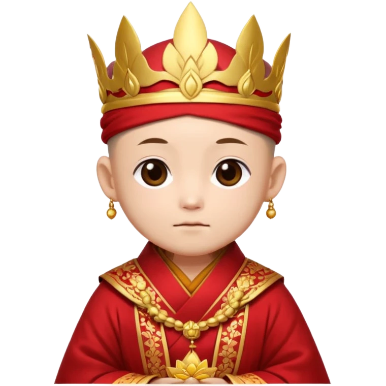 A small chibi-style monk character with red ceremonial robe with layered fabric and decorative gold-like patterns and an ornate red monk crown shaped like lotus petals.

 emoji