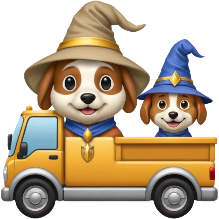 Doggie wizard is driving a lorry 🚛 emoji