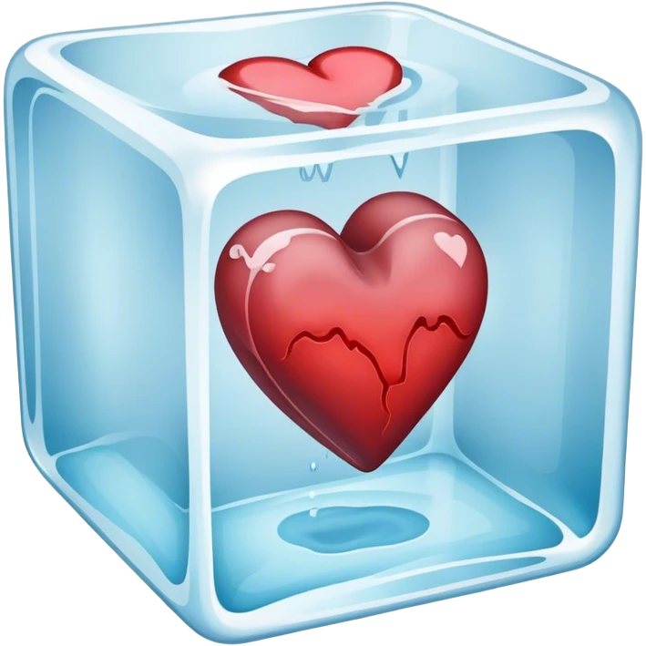 Dead heart in an ice cube emoji