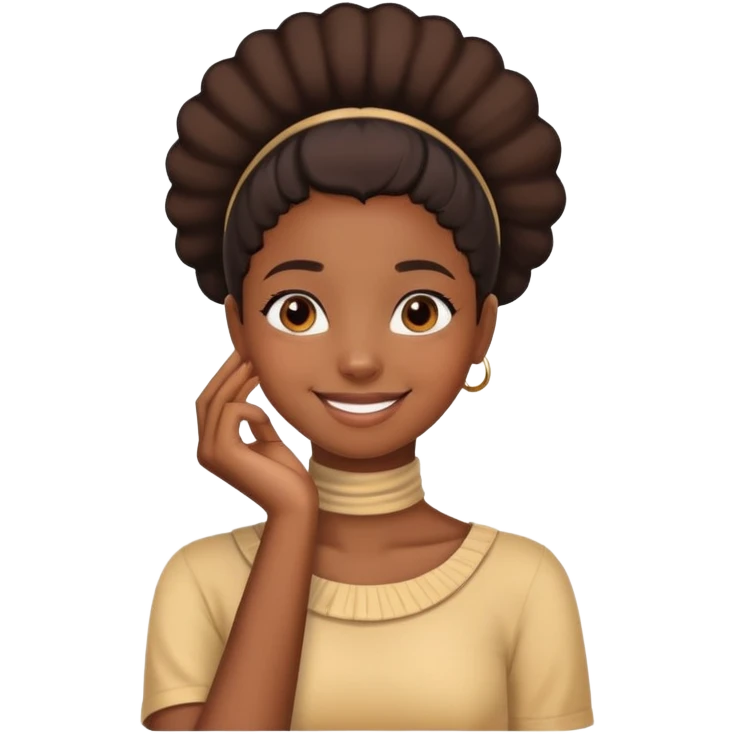 Black girl crossing her hand over her neck smiling  emoji