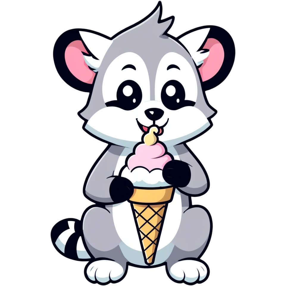 Lemur from Madagascar with ice cream emoji